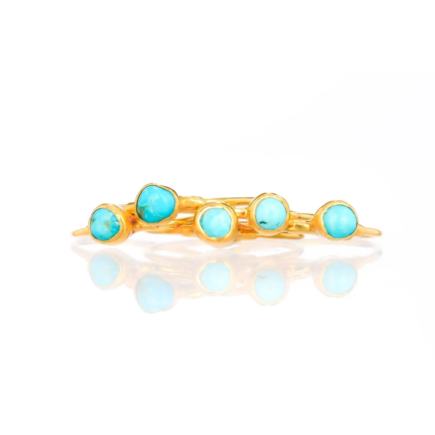 Dainty Raw Turquoise Ring in Yellow Gold