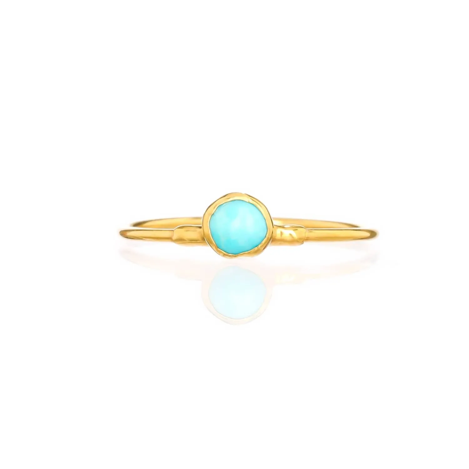 Dainty Raw Turquoise Ring in Yellow Gold