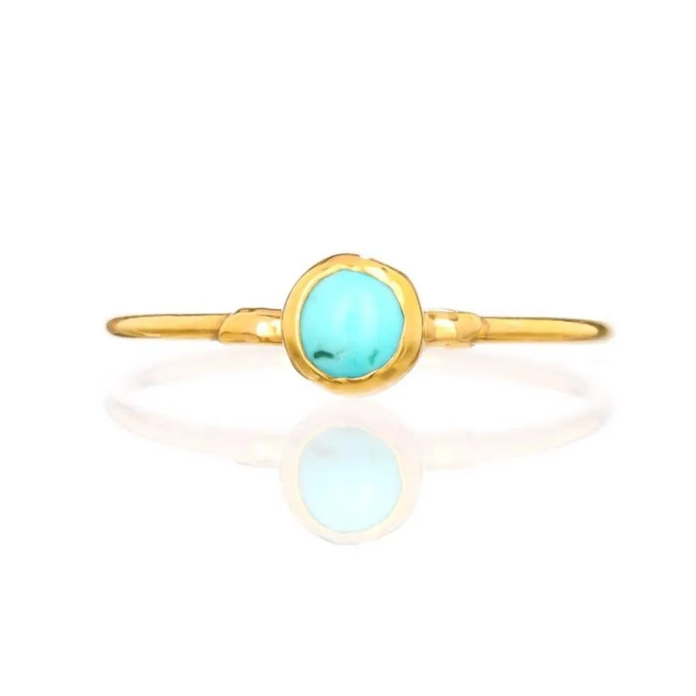 Dainty Raw Turquoise Ring in Yellow Gold