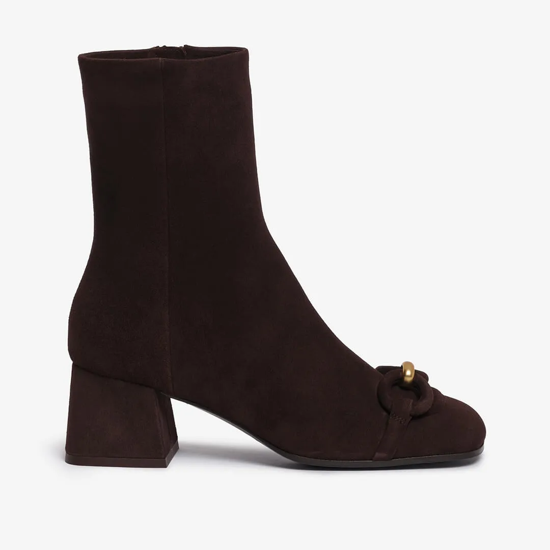 Dark brown women's suede ankle boot