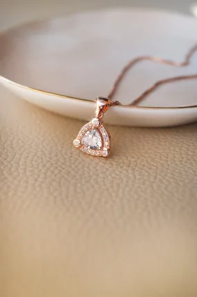 Dazzling Triangle Rose Gold Plated Sterling Silver Pendant