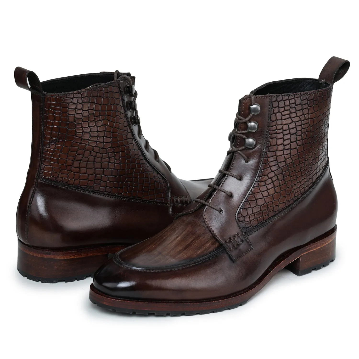 Derby Lace Up Boots - Brown