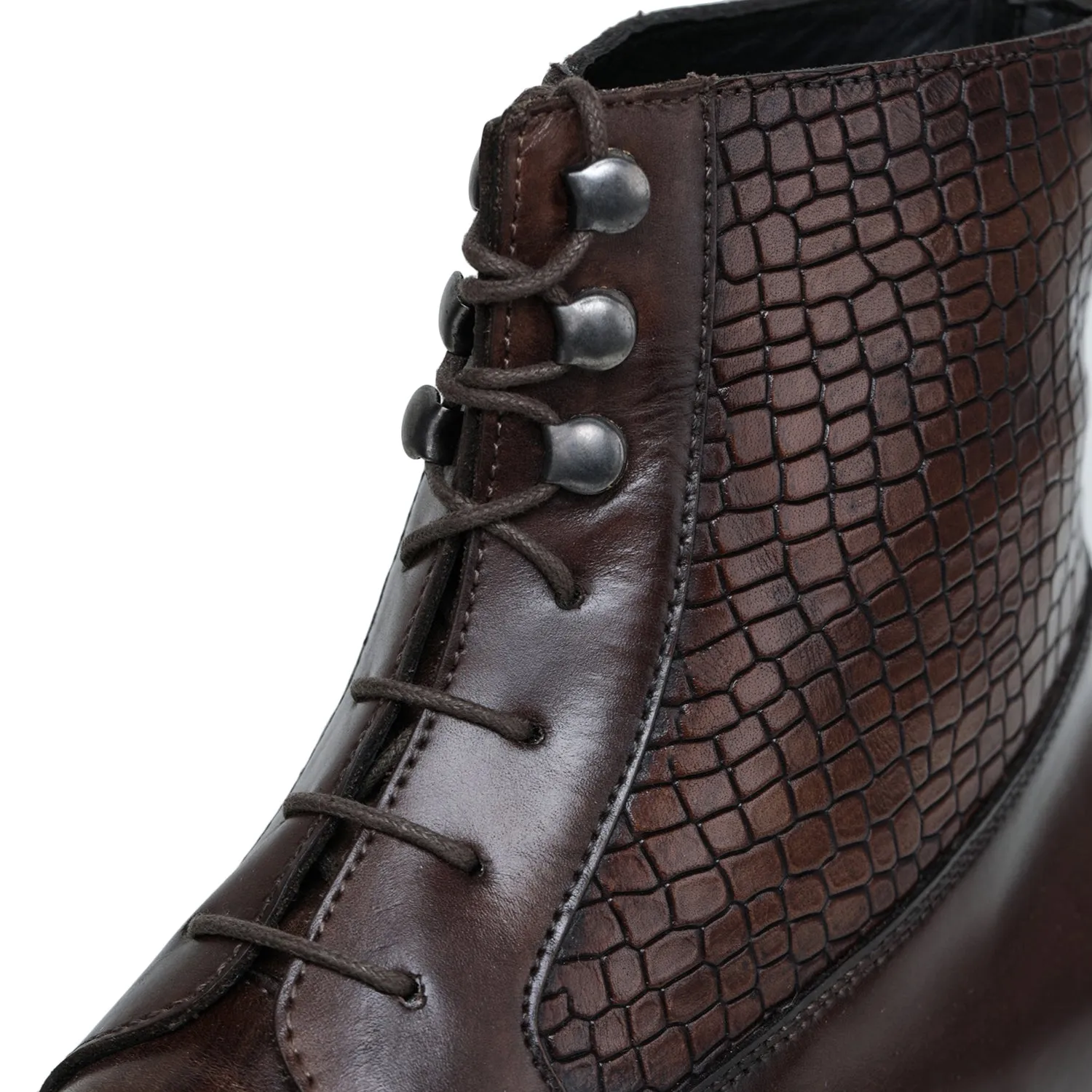 Derby Lace Up Boots - Brown