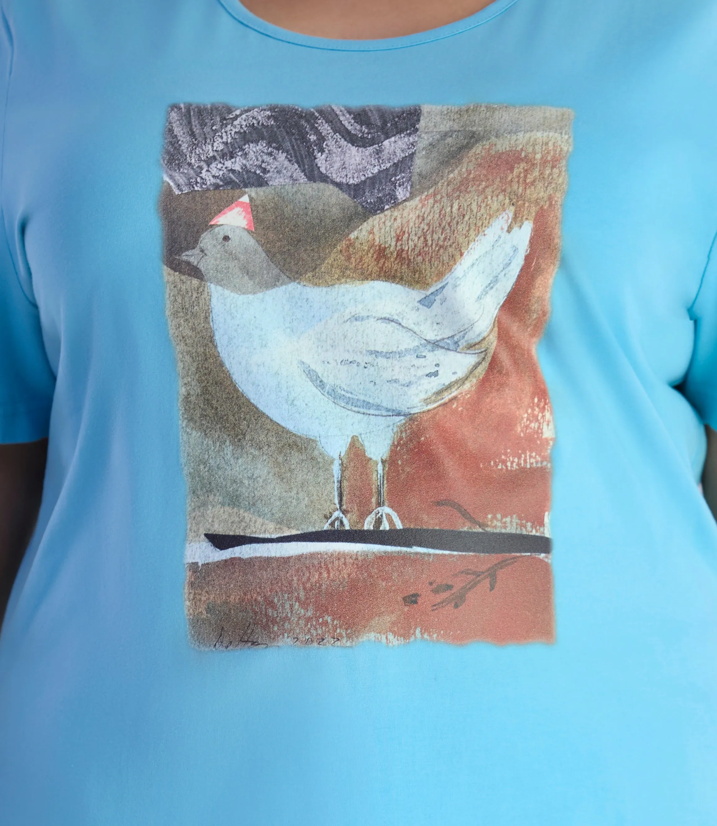 Designer Graphic Scoop Neck Top Chicken