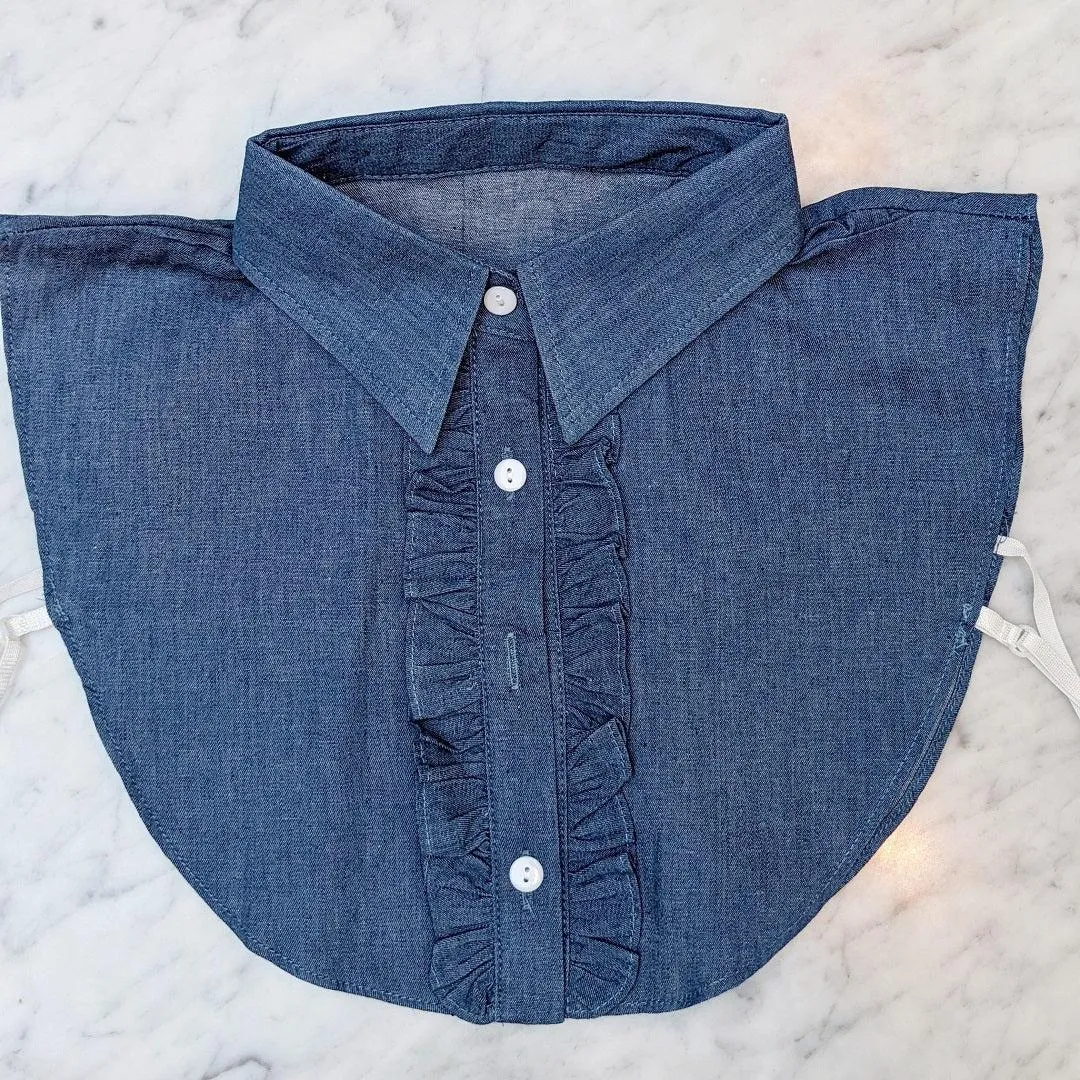 Detachable Ruffle Denim Shirt Collar