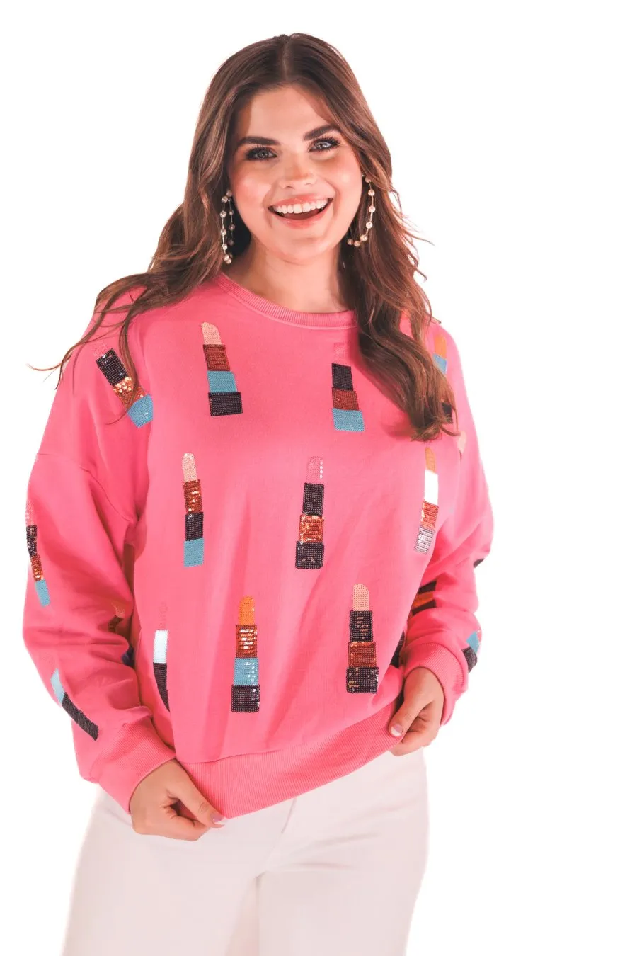 Devin Sequin Lipstick Sweatshirt