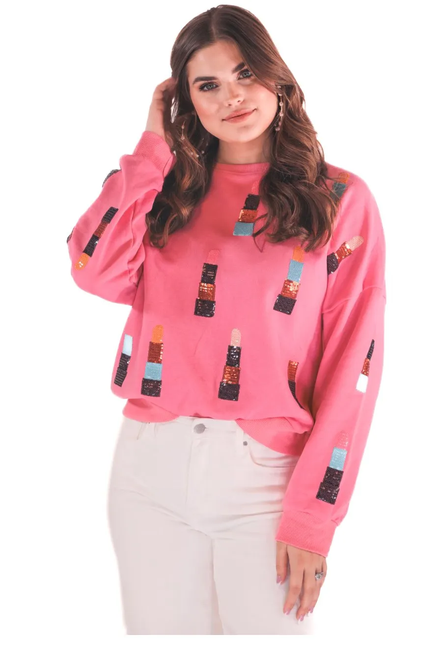 Devin Sequin Lipstick Sweatshirt