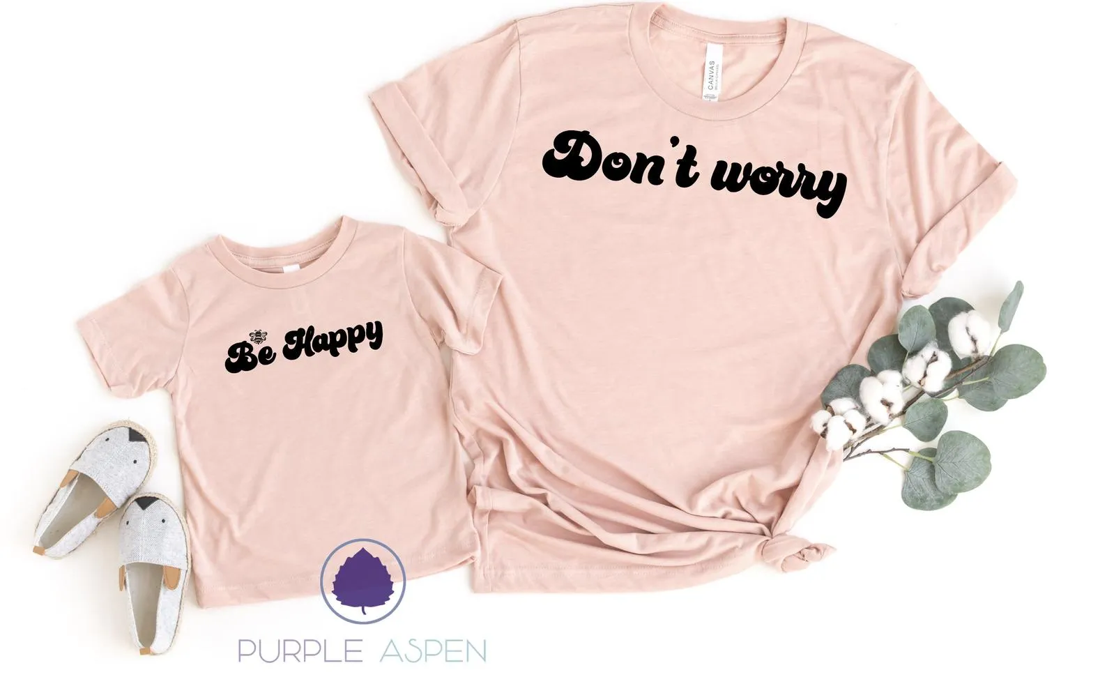 Don't Worry Be Happy Mommy and Me Shirts