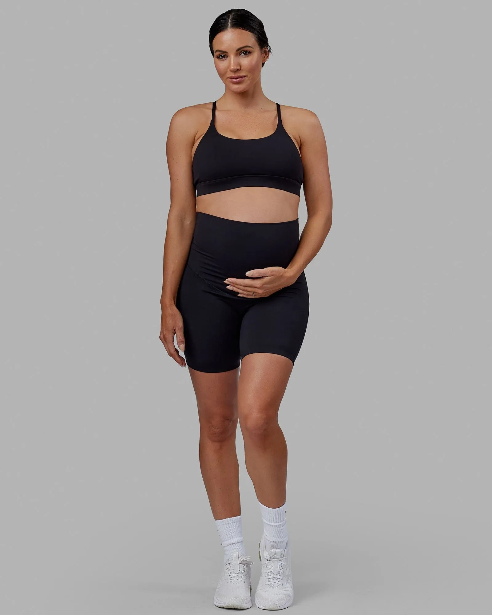 Elixir Mid-Length Maternity Shorts - Black