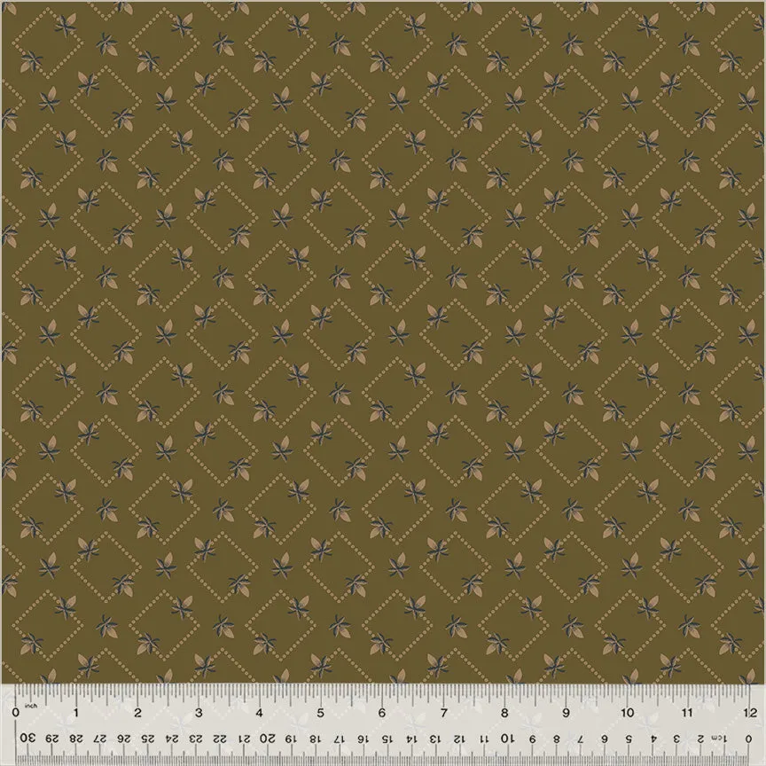 Fabric DIAMOND FLORAL AGED BRONZE from GARDEN TALE Collection by Jeanne Horton 53824-18