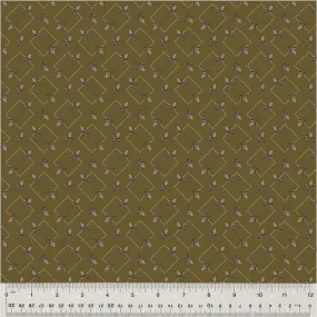 Fabric DIAMOND FLORAL AGED BRONZE from GARDEN TALE Collection by Jeanne Horton 53824-18