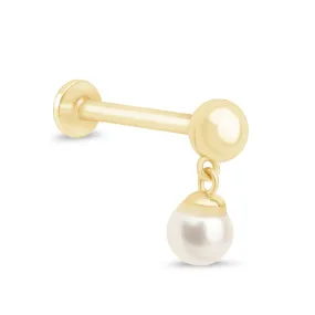 Gold and Pearl Drop Stud