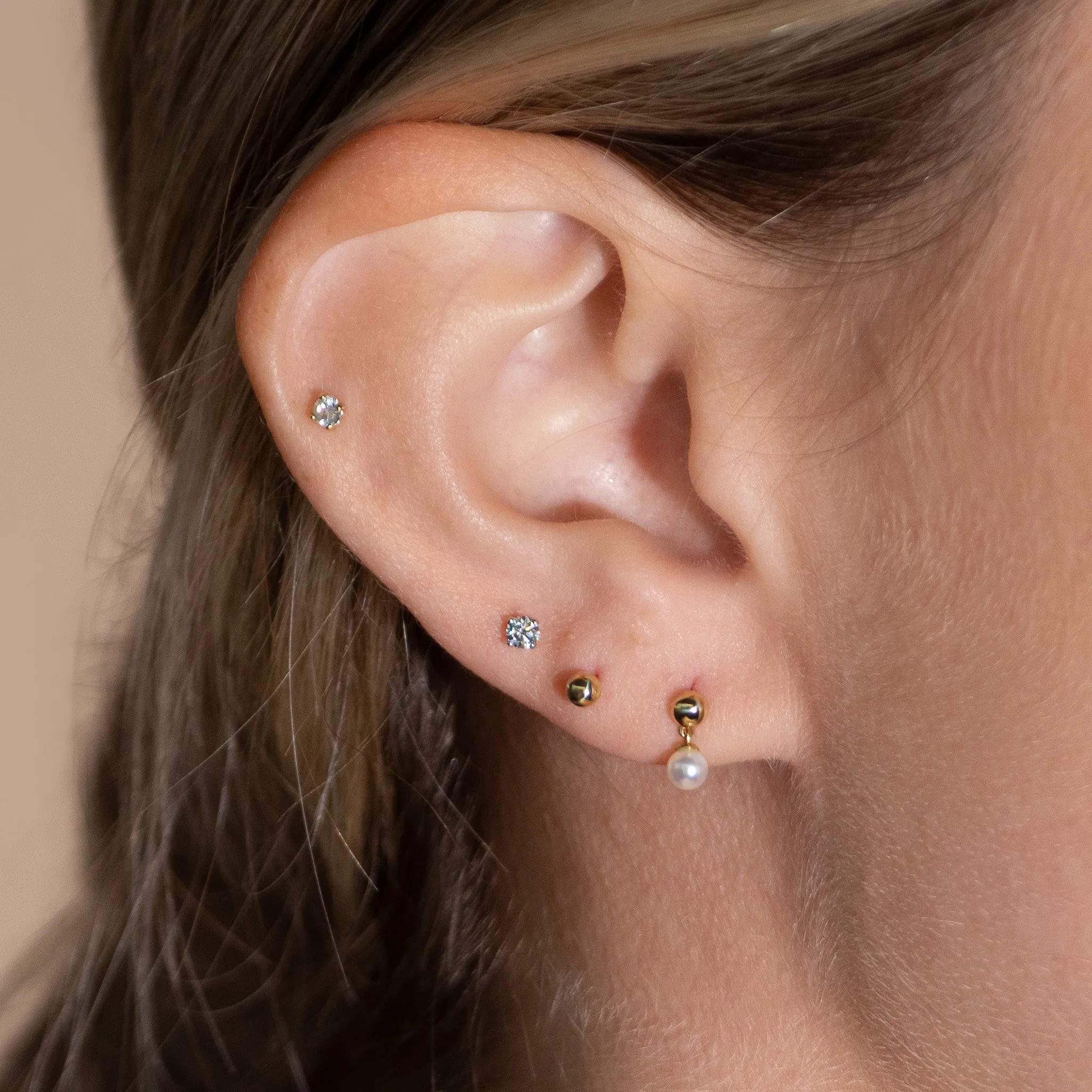 Gold and Pearl Drop Stud