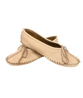 Handmade Ladies Original Leather Ballet Moccasins - Cream