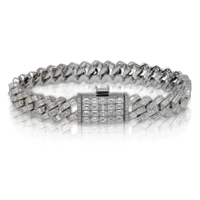 HAVANA Men’s 17 Carat Diamond EMERALD Cuban Link Bracelet in 14K White Gold By Mike Nekta NYC