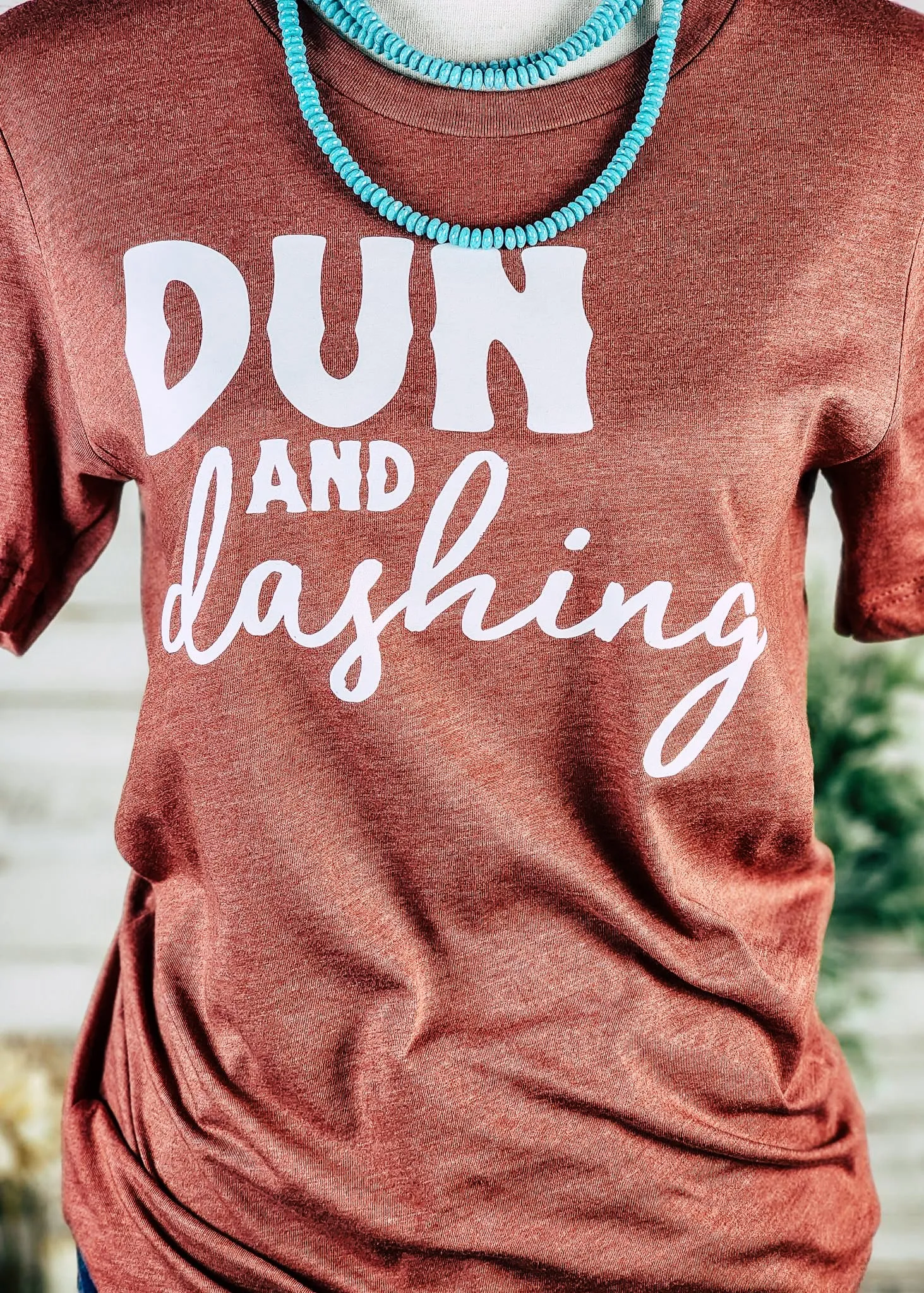 Heather Clay Dun & Dashing Short Sleeve Graphic Tee