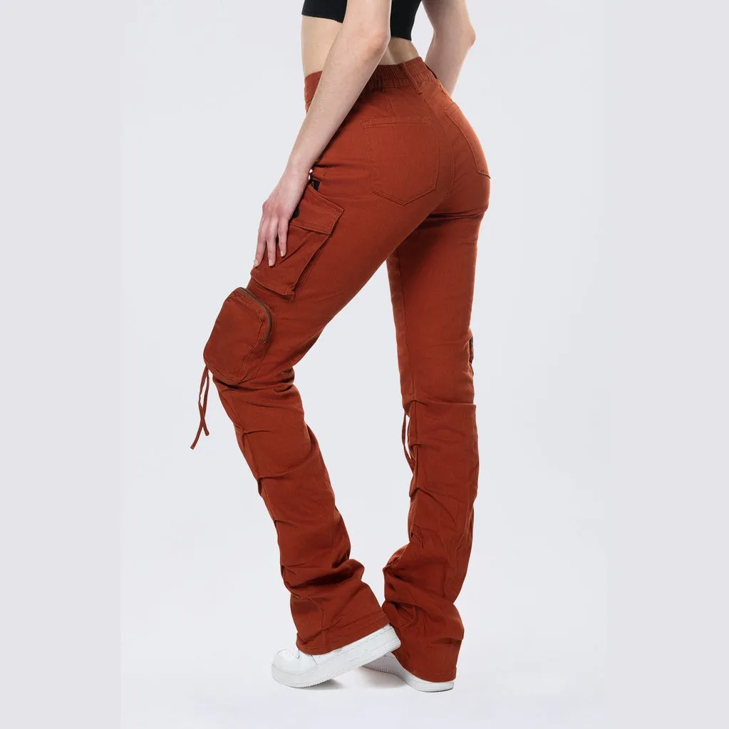 High Rise Stacked Utility Twill Pants - Picante