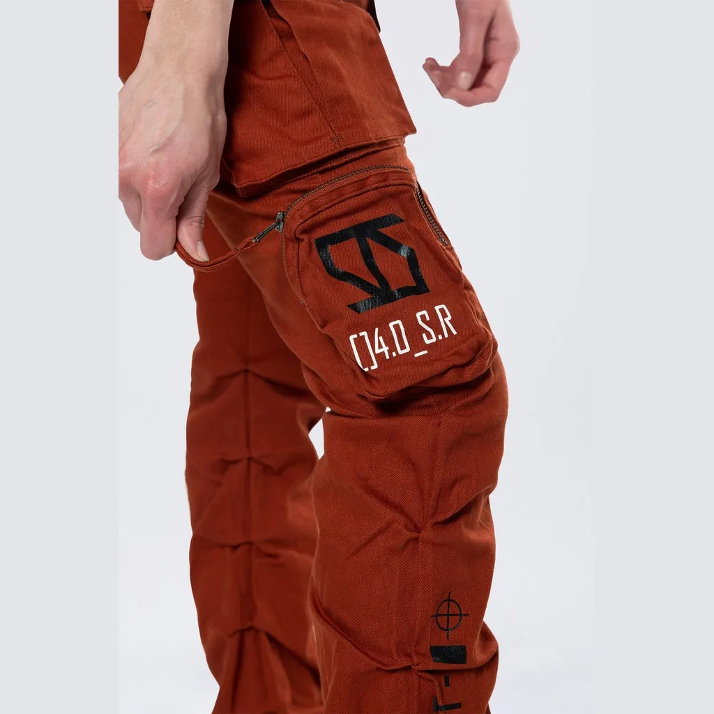 High Rise Stacked Utility Twill Pants - Picante