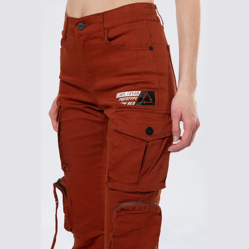 High Rise Stacked Utility Twill Pants - Picante