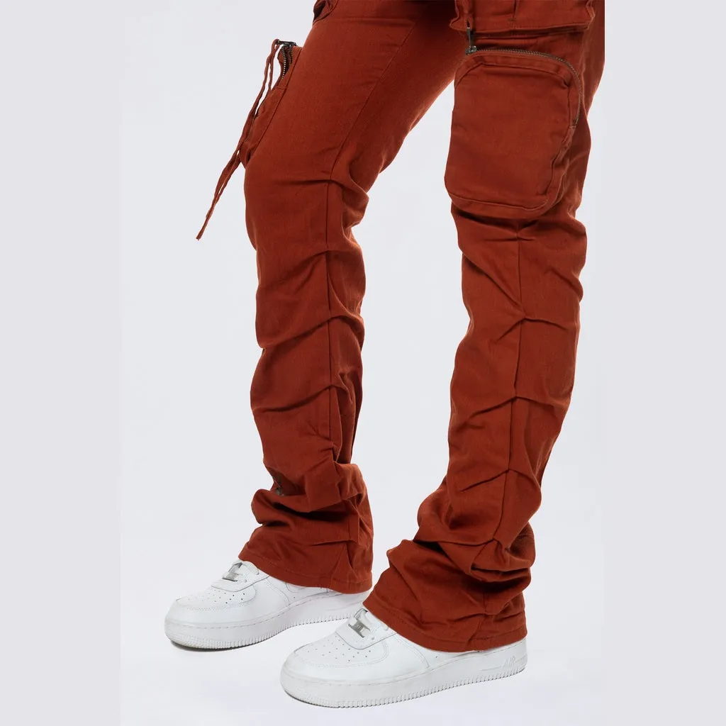 High Rise Stacked Utility Twill Pants - Picante