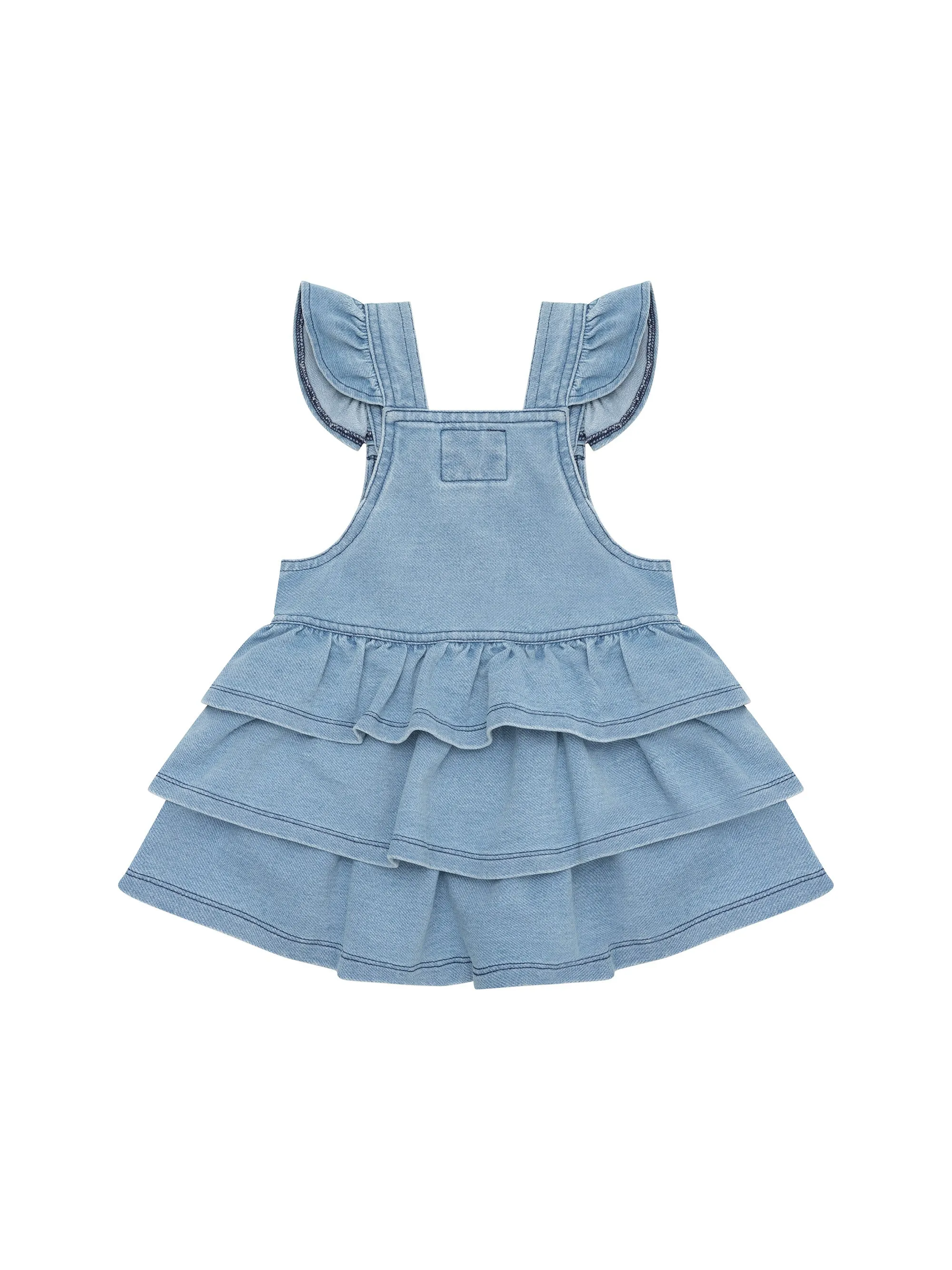 HUXBEAR KNIT DENIM FRILL PINAFORE