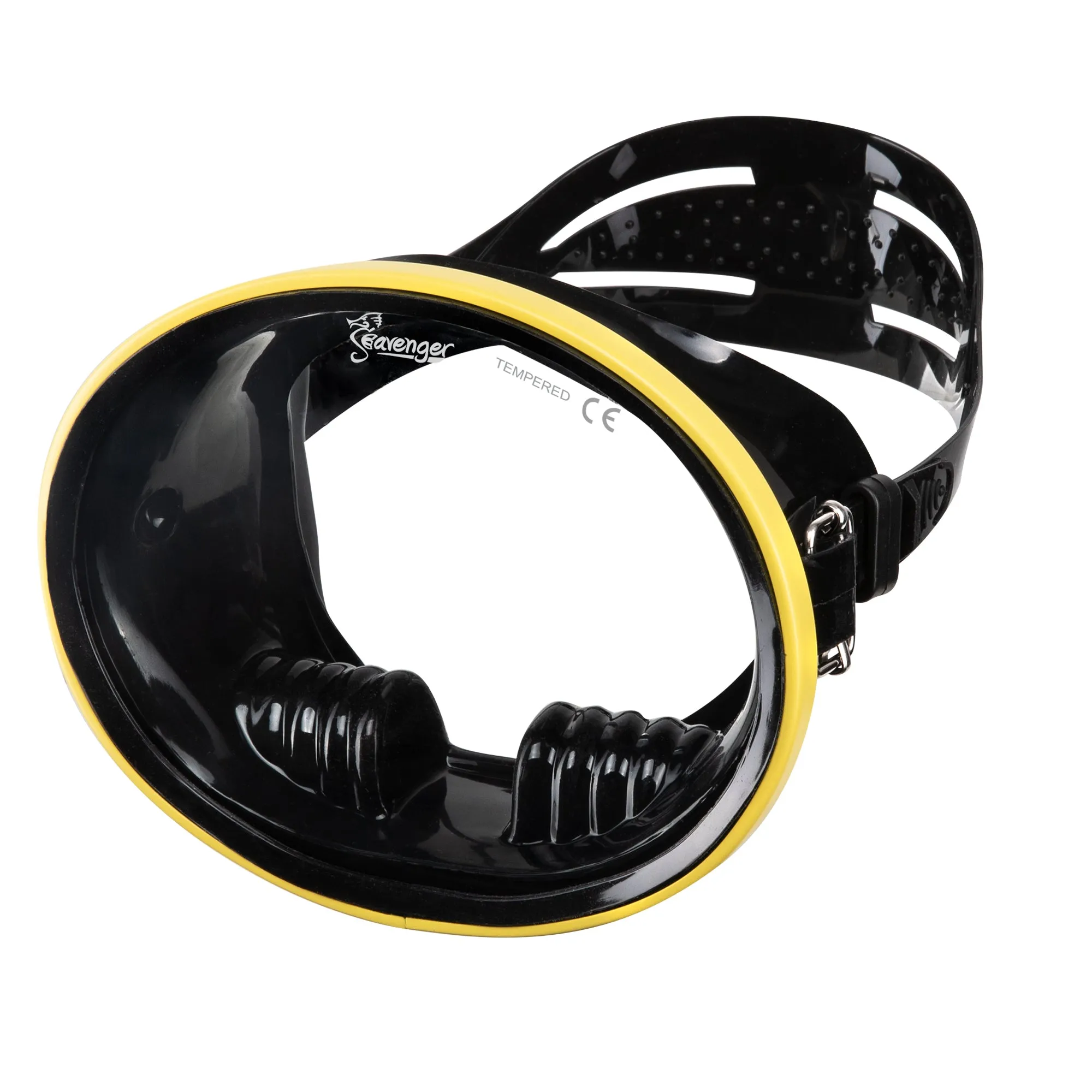 Hydra Oval Dive Mask - Black Silicone/Yellow