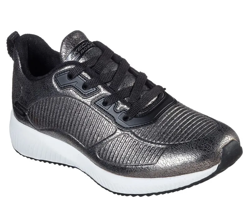 Ladies Skechers Bobs Sport Pewter Trainers Laced Memory Foam 33155 PEW sale