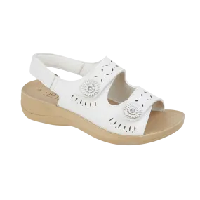 Ladies Summer White Multi Sandals Grenada Hook & Loop