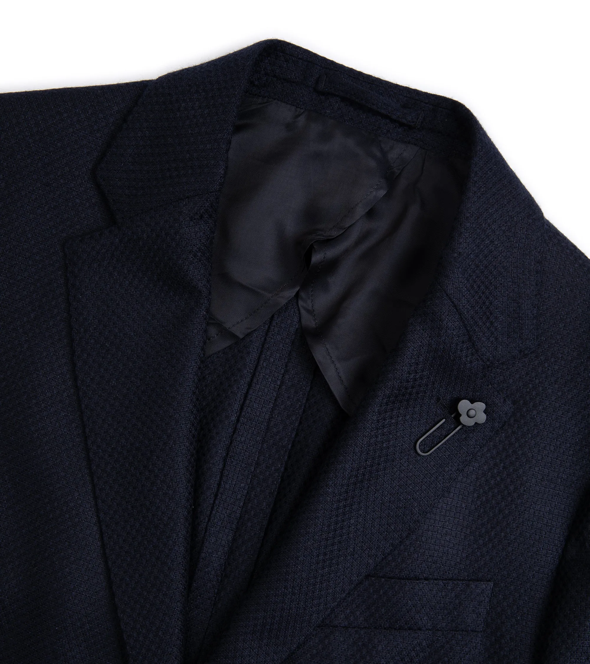 Lardini Cashmere Silk Basket Weave Jacket: Navy