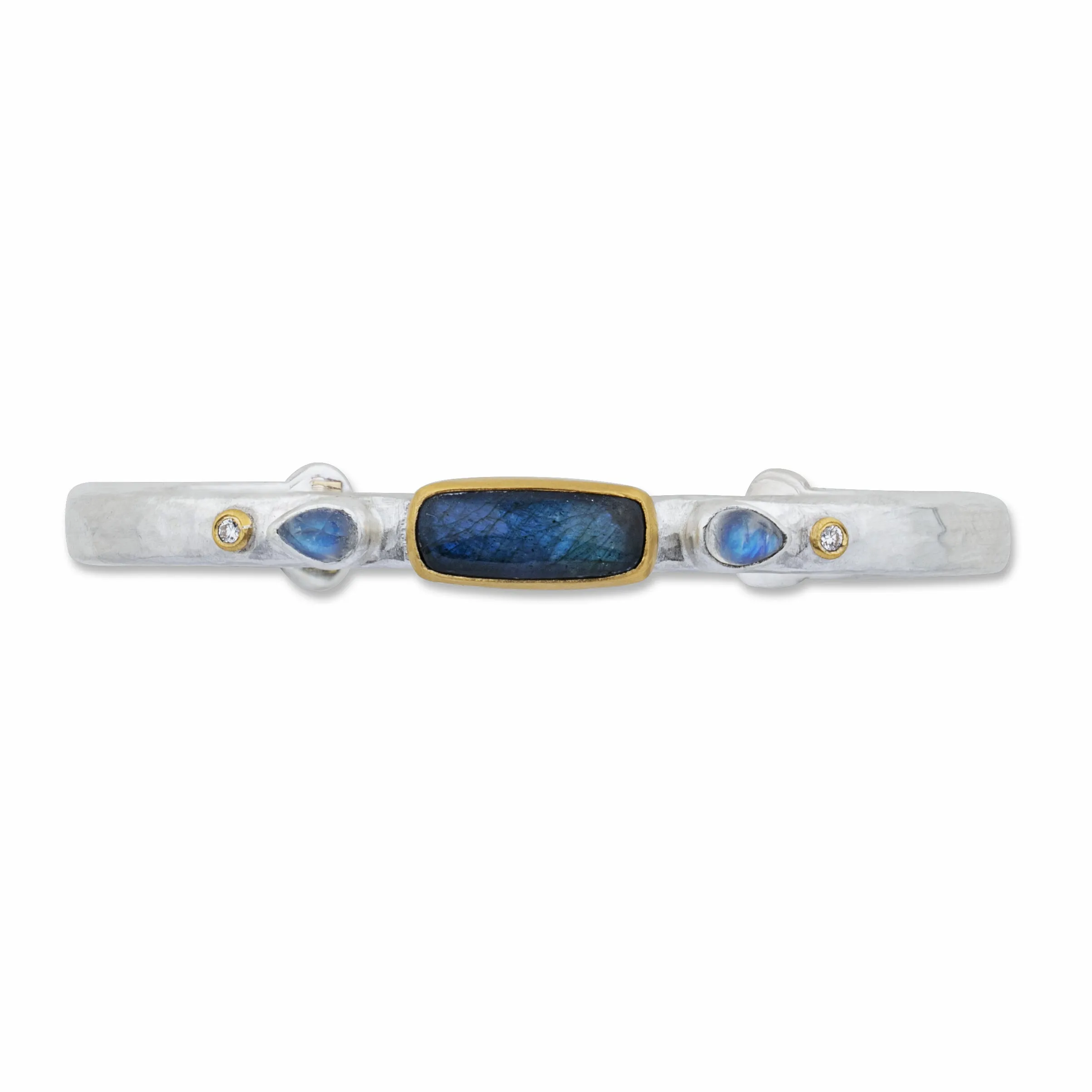 Lika Behar Moondance Open Bracelet Silver & 24K Gold Moonstone & Labradorite Onyx Doublet