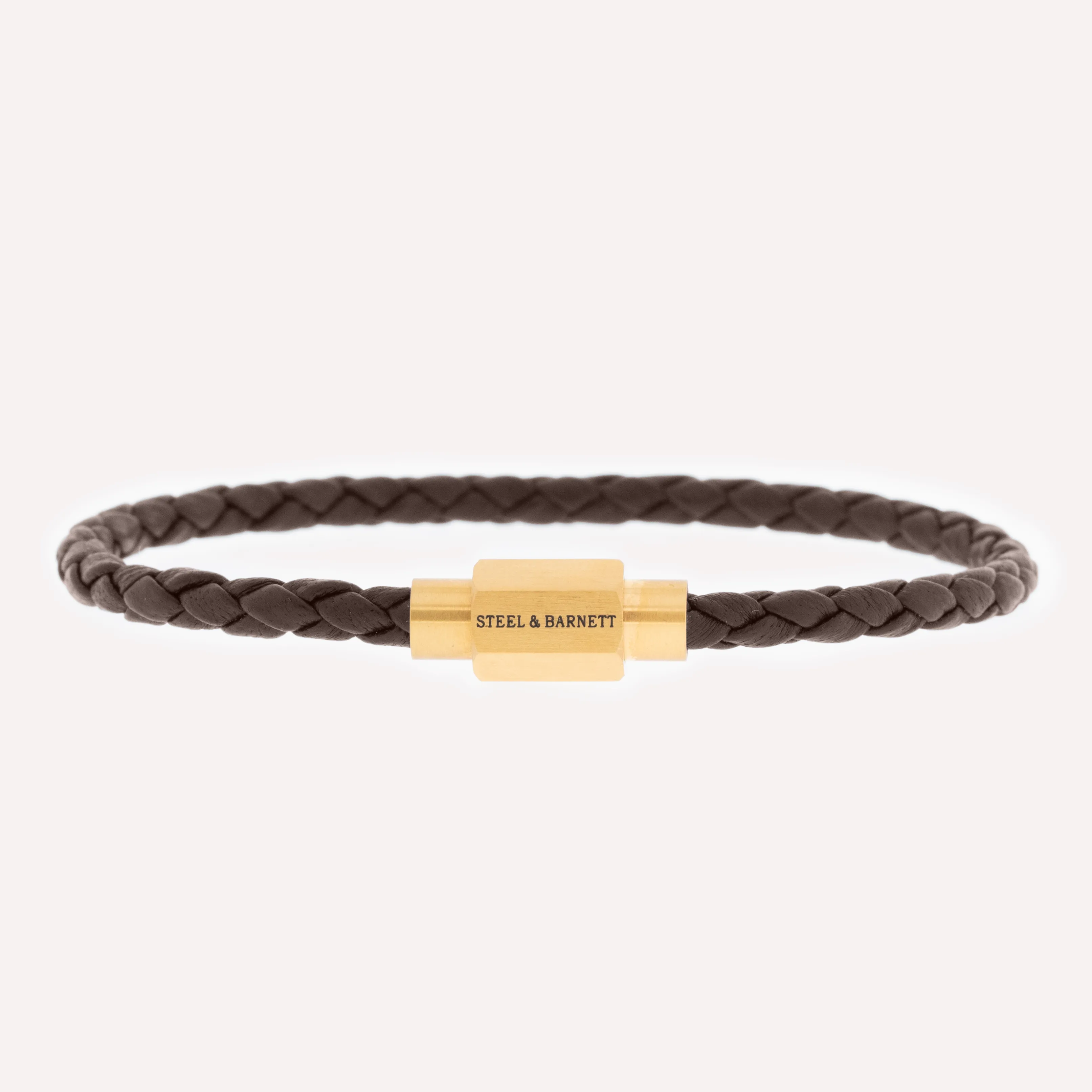 Luke Landon Nappa Leather Bracelet Brown/18K Gold