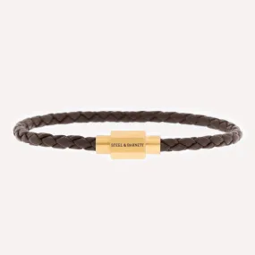 Luke Landon Nappa Leather Bracelet Brown/18K Gold