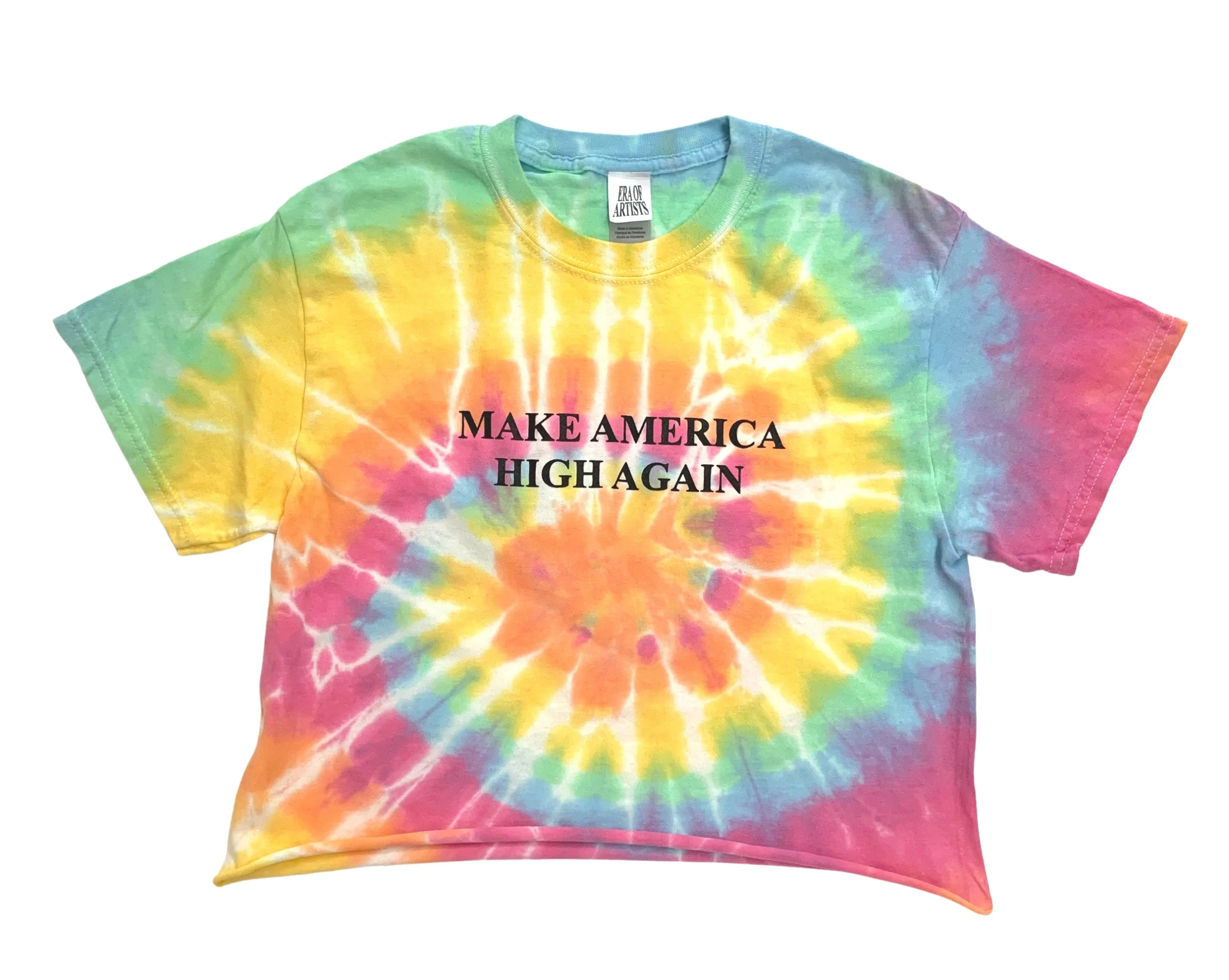 Make America High Again Pastel Rainbow Tie-Dye Graphic Unisex Crop Top