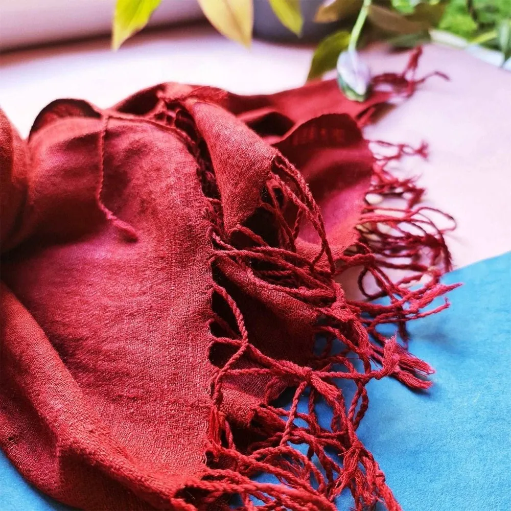 Maroon Handwoven Eri Silk Scarf