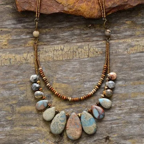 'Marrambir' Agate & Jasper Multilayered Necklace