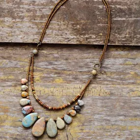 'Marrambir' Agate & Jasper Multilayered Necklace