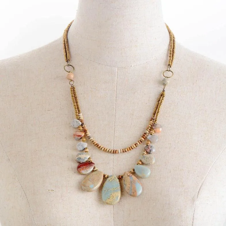 'Marrambir' Agate & Jasper Multilayered Necklace