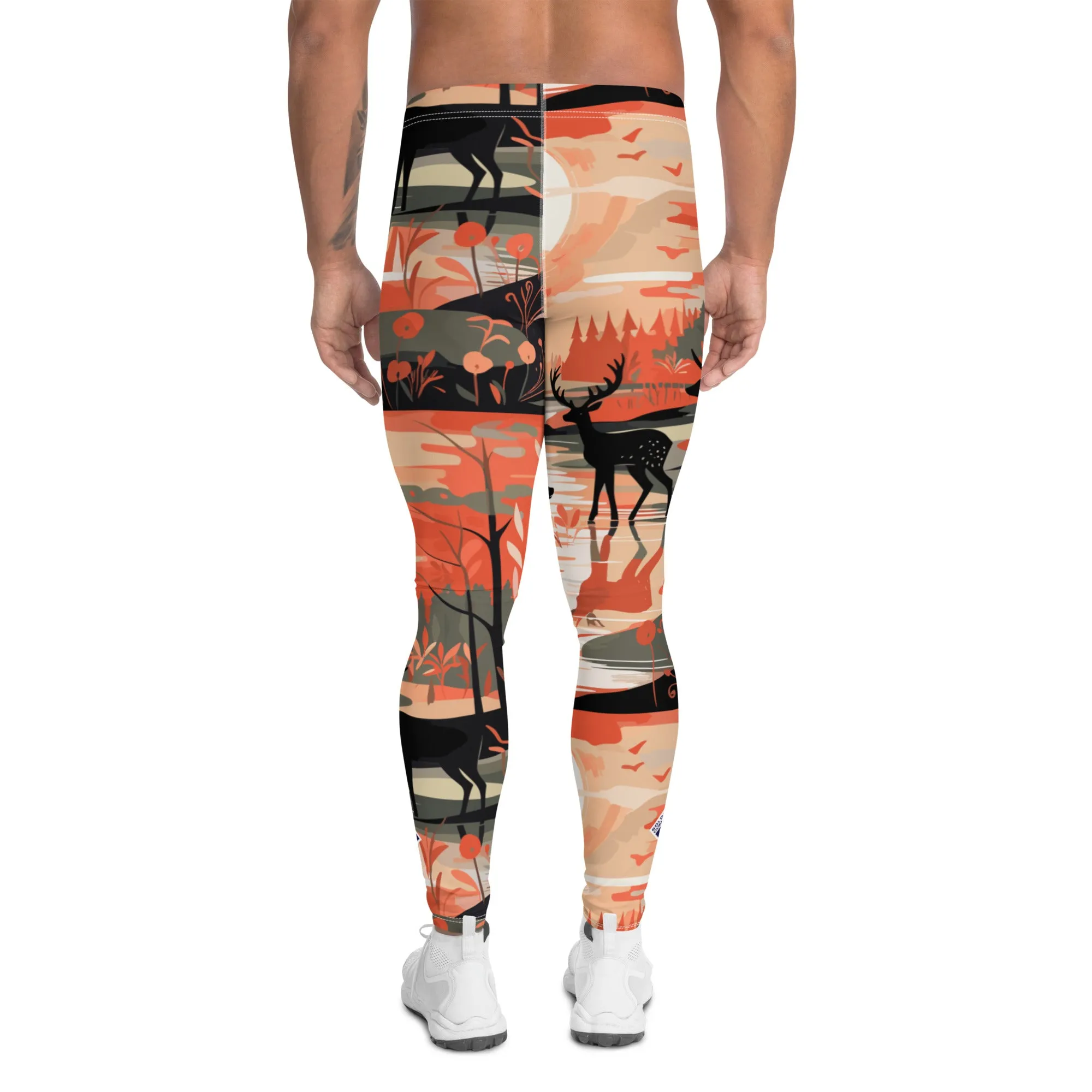 Men's Athletic Workout Leggings - Deer Forest