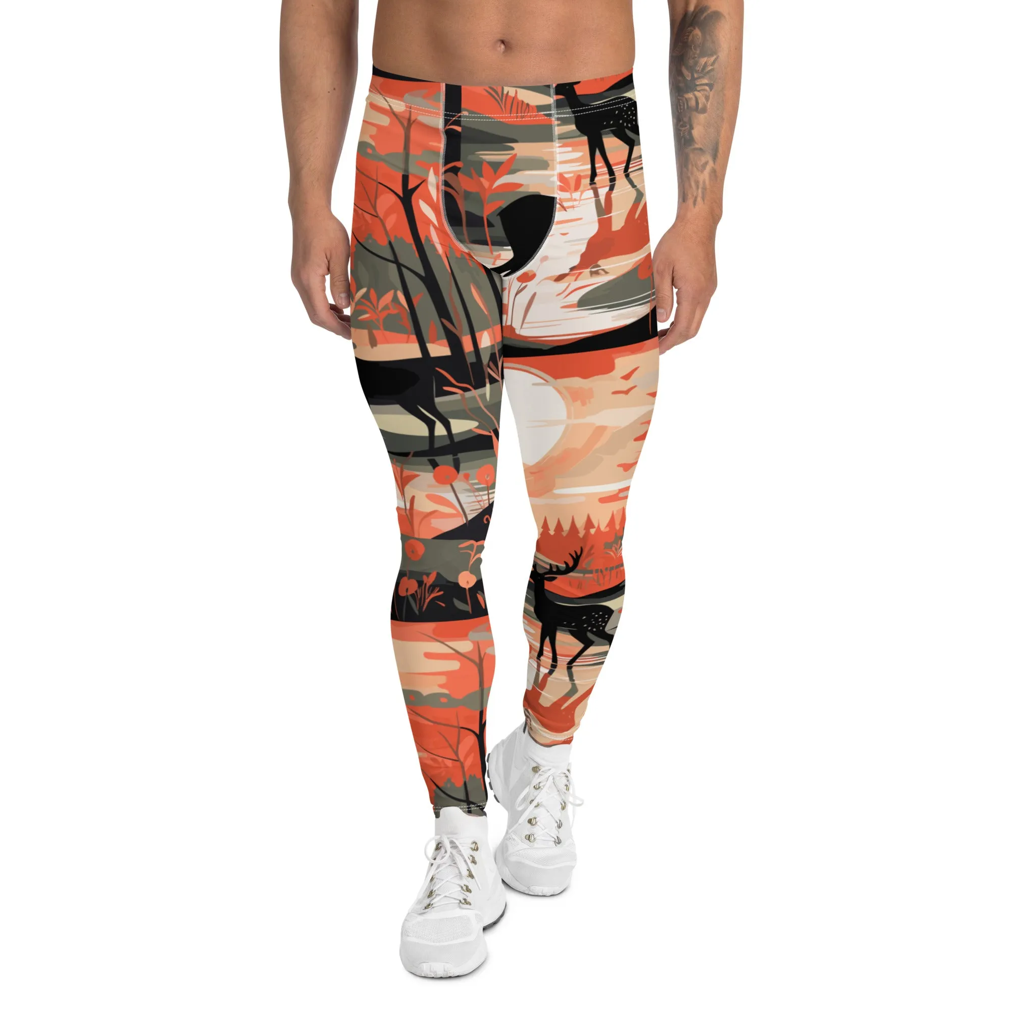 Men's Athletic Workout Leggings - Deer Forest