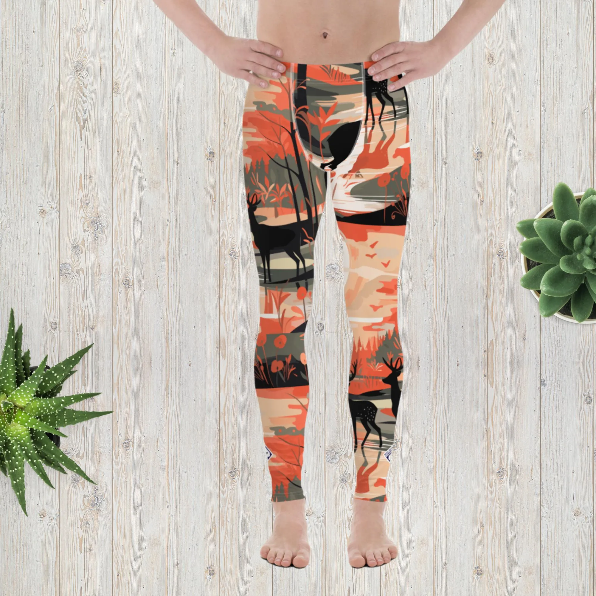 Men's Athletic Workout Leggings - Deer Forest