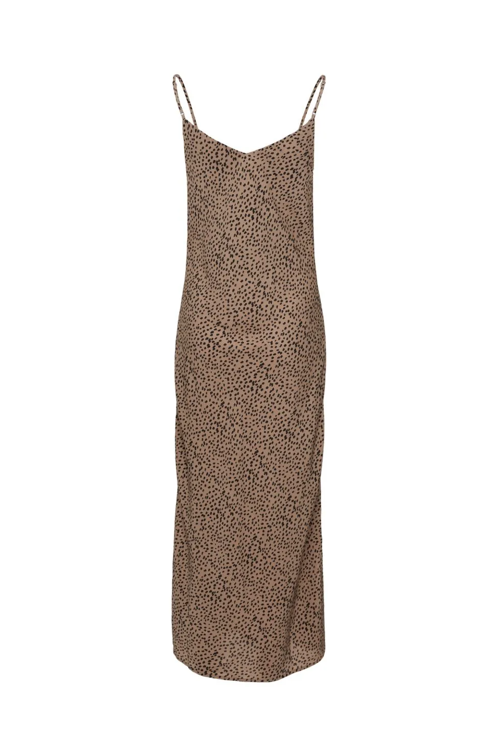 Moonlight Tan Animal V Neck Bias Slip Midi Dress