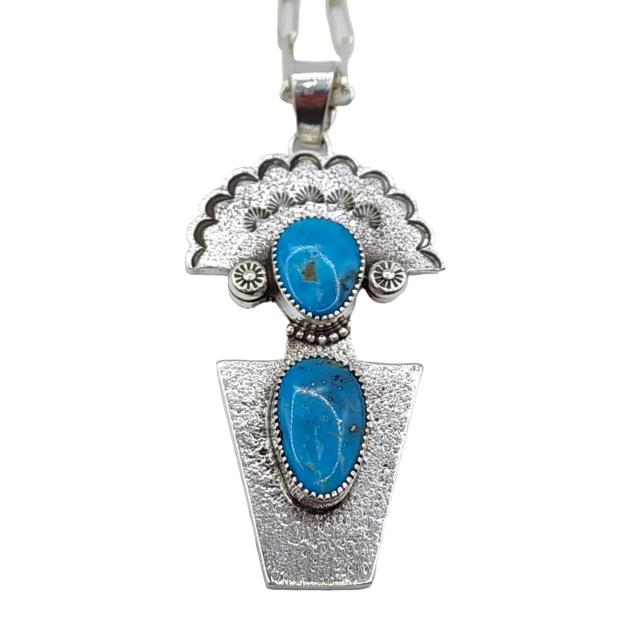 Natural Morenci Turquoise Spirit Person Pendant