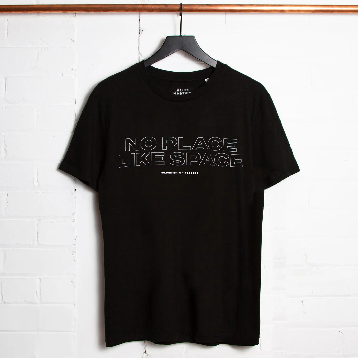 No Place Like Space Front Print - Tshirt - Black