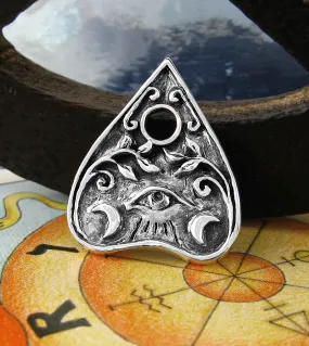 Ouija Planchette Pendant With Crescent Moons and Eye, 100% Handmade