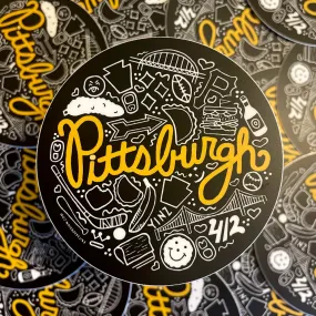 Pittsburgh sticker, Pittsburgh icons vinyl sticker, Pittsburgh Pennsylvania souvenir