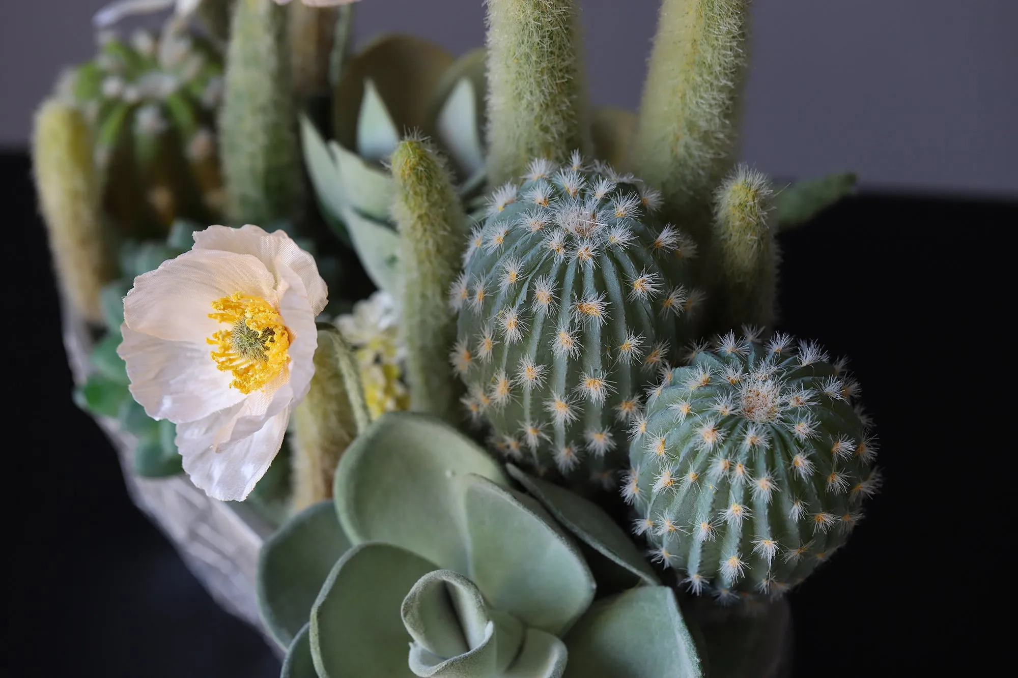 Potted Faux Cactus and Succulent Flower Arrangement