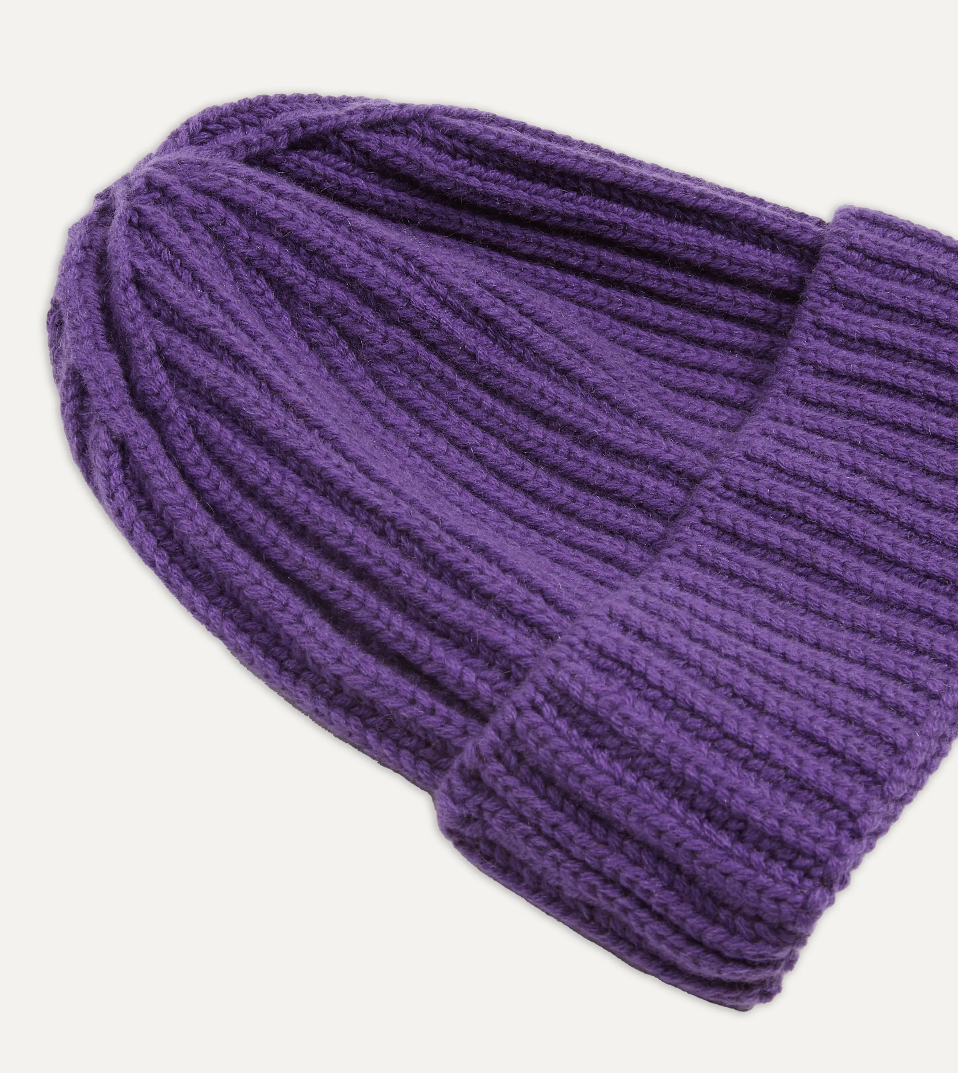 Purple Cashmere Ribbed Knit Cap