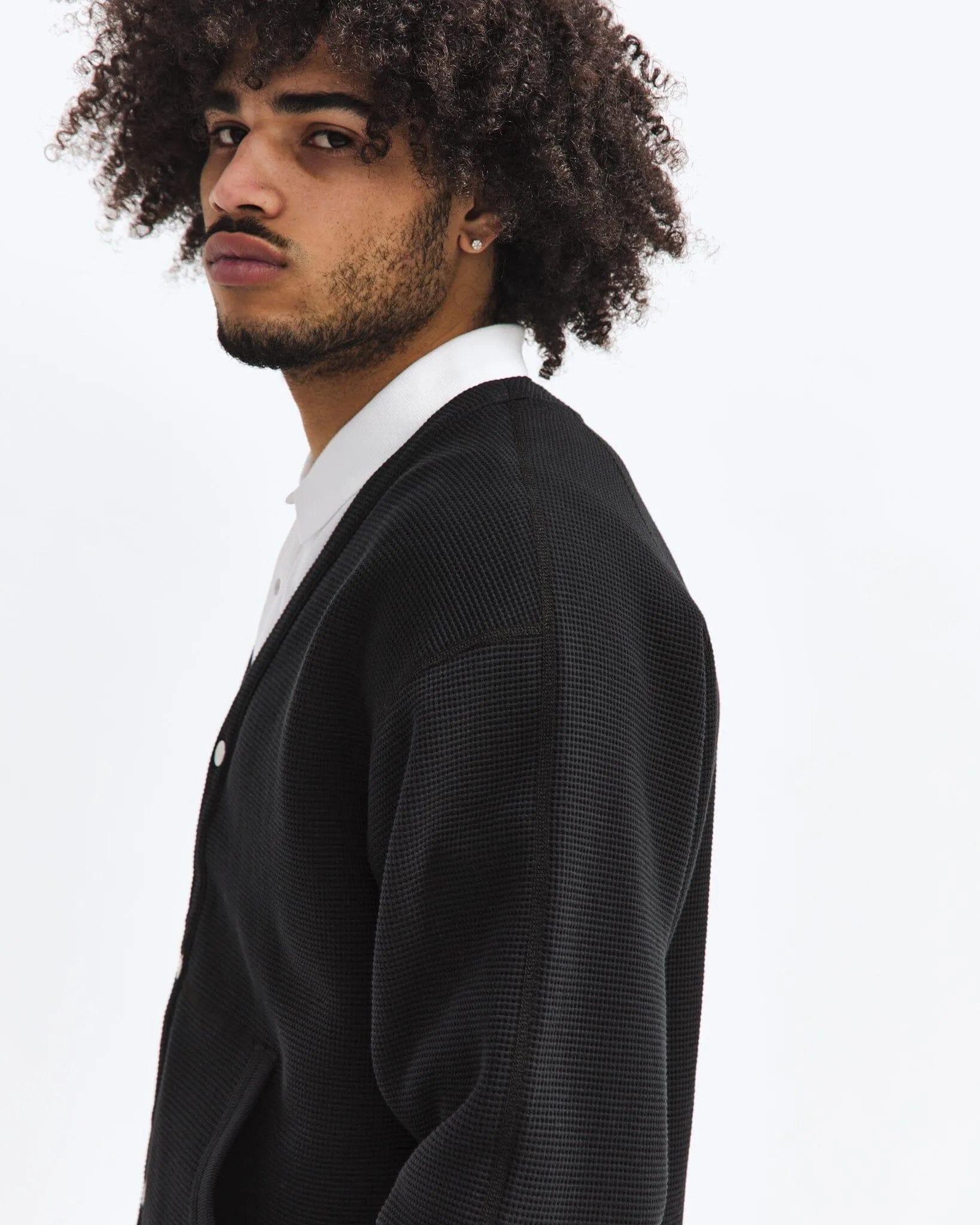 Reigning Champ - Flatback Thermal Cardigan - Black