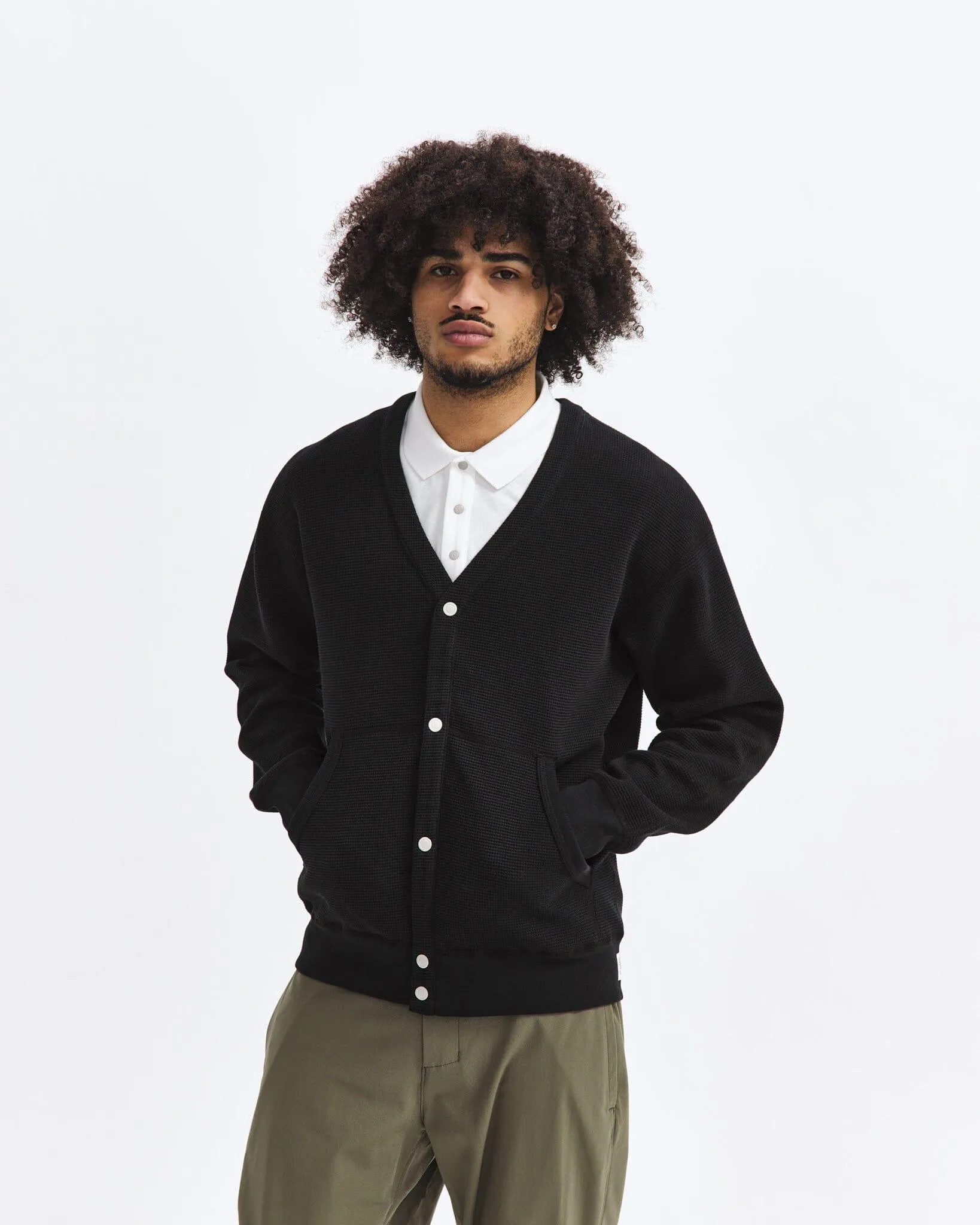 Reigning Champ - Flatback Thermal Cardigan - Black