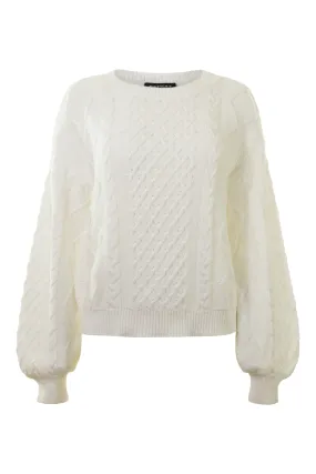 Repeat Cashmere Cotton Cable Textured Crew